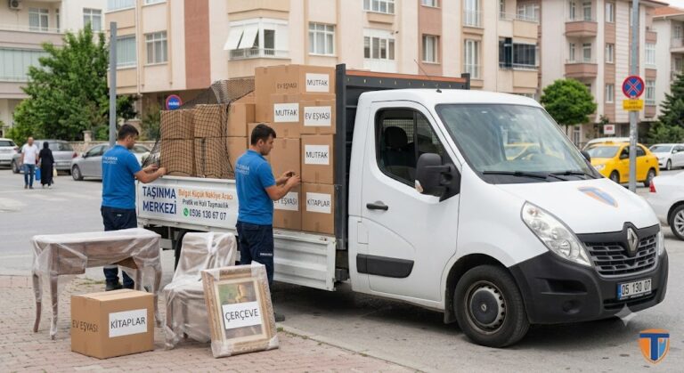 Ankara Balgat semtinde parça eşyalarınızı güvenle taşıyan profesyonel küçük nakliye aracı ve Taşınma Merkezi ekibi.